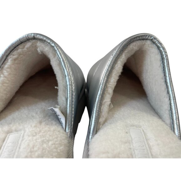 Maeve Puffy Platform Slippers Womens L 10 11 Silver Slip On Slide Puffer Quilted - Picture 9 of 13